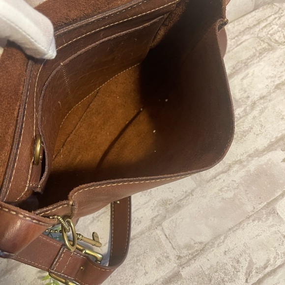 Fossil Brown Genuine Leather‎ Large Austin Messenger Bag Vintage - Picture 6 of 7